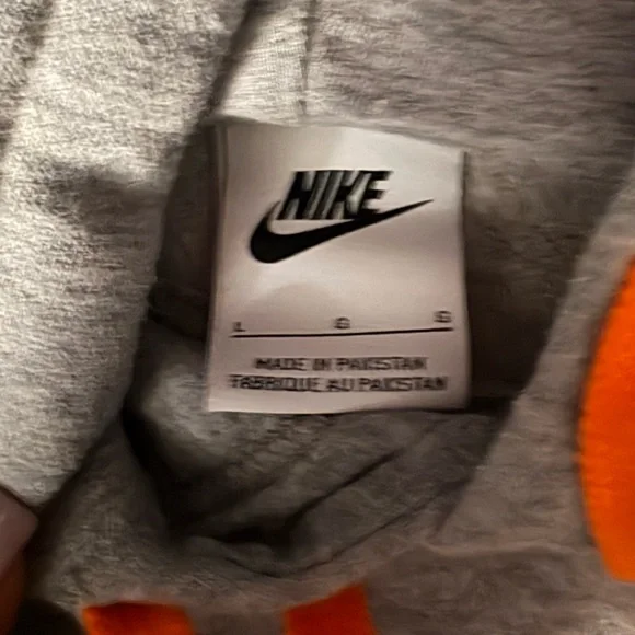 Nike Heather Gray Hoodie with Bright Orange Details - Picture 2 of 2